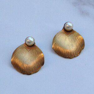 Winard Jewelry Clip Earrings Shell * Pearl 12KGF